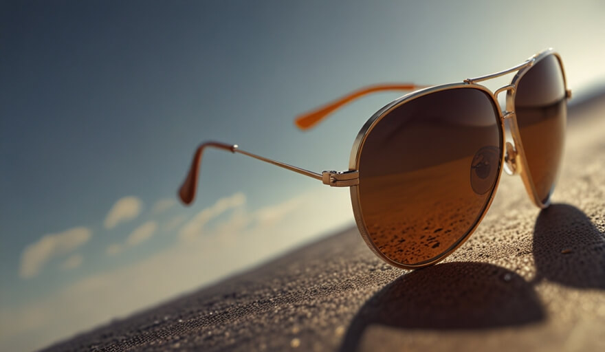 Aviator sunglasses on a stylish model